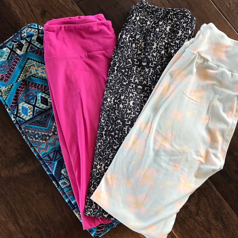Lularoe OS legging LOT- floral, damask, geometric
